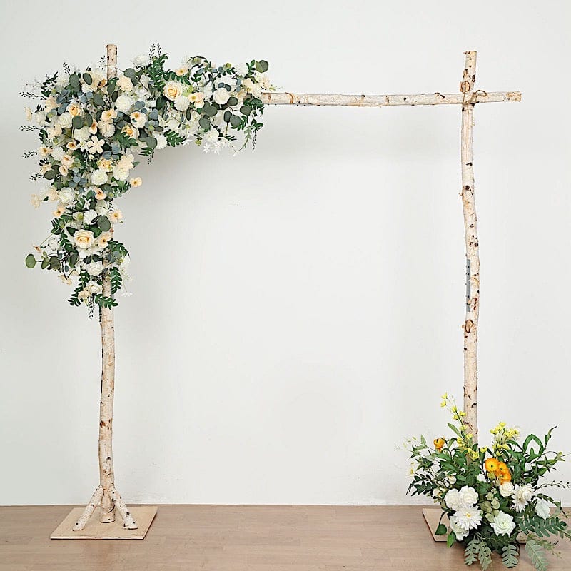 7.5 ft Square Natural Birch Wood Wedding Arch Backdrop Stand BKDP_STNDREC3_NAT