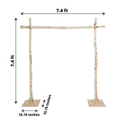 7.5 ft Square Natural Birch Wood Wedding Arch Backdrop Stand BKDP_STNDREC3_NAT
