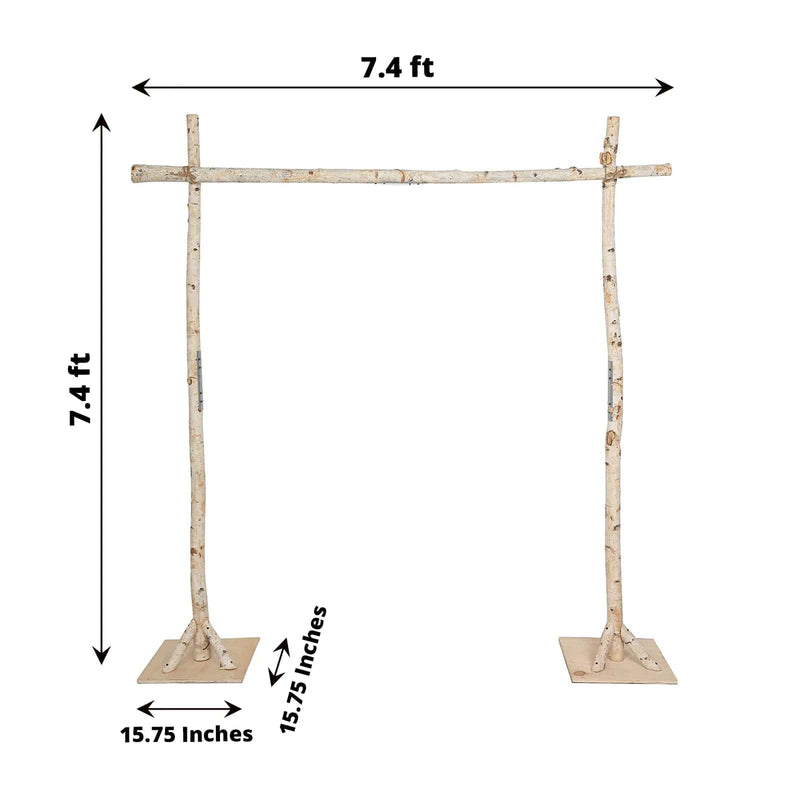 7.5 ft Square Natural Birch Wood Wedding Arch Backdrop Stand BKDP_STNDREC3_NAT