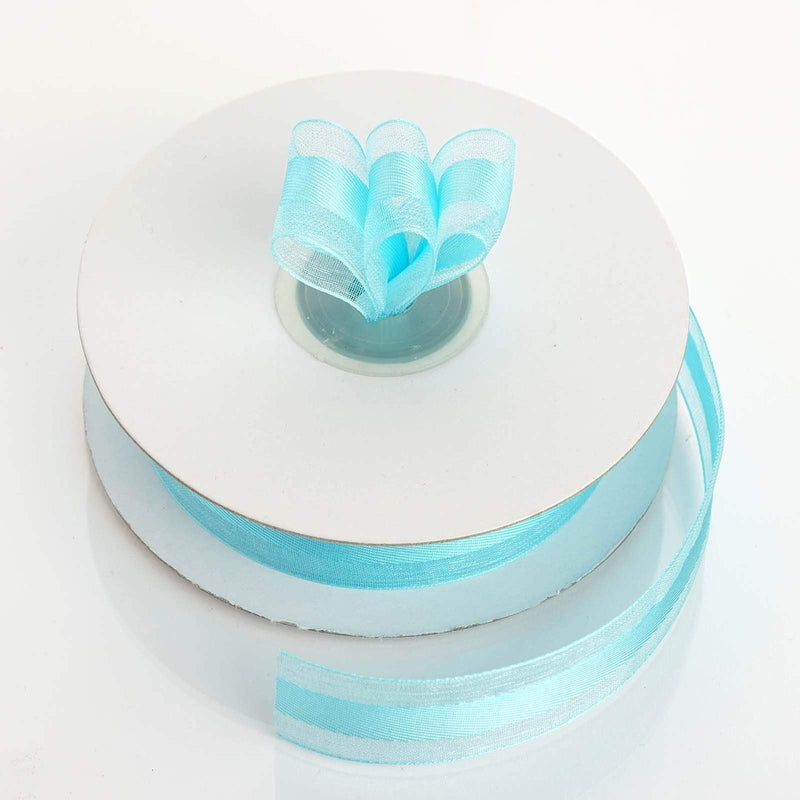 7/8" x 25 yards Organza Ribbon with Satin Center RIB_CEN78_TURQ