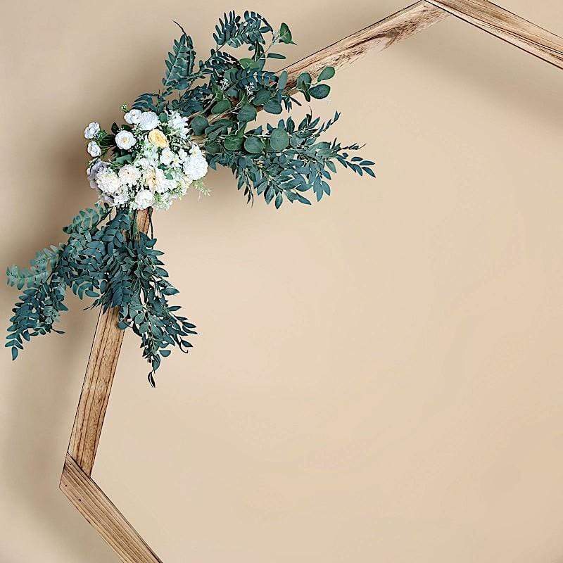 7 ft Heptagon Wood Wedding Arch Backdrop Stand - Natural BKDP_STND_HEPT1_NAT