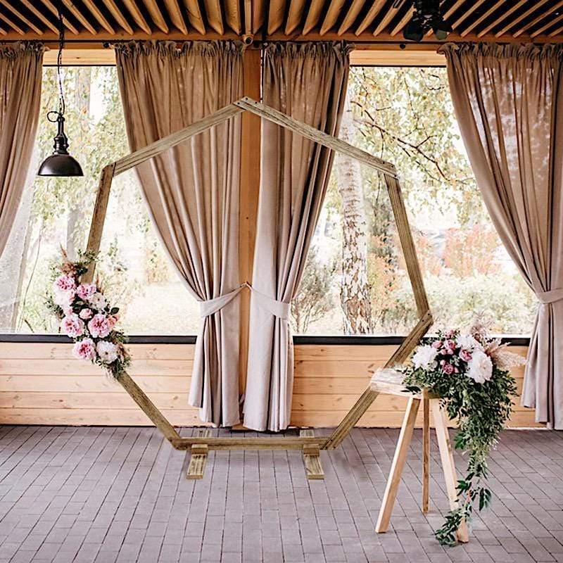 7 ft Heptagon Wood Wedding Arch Backdrop Stand - Natural BKDP_STND_HEPT1_NAT