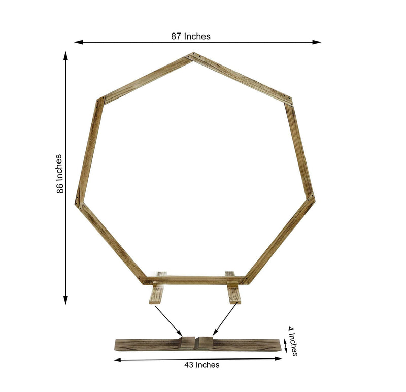 7 ft Heptagon Wood Wedding Arch Backdrop Stand - Natural BKDP_STND_HEPT1_NAT