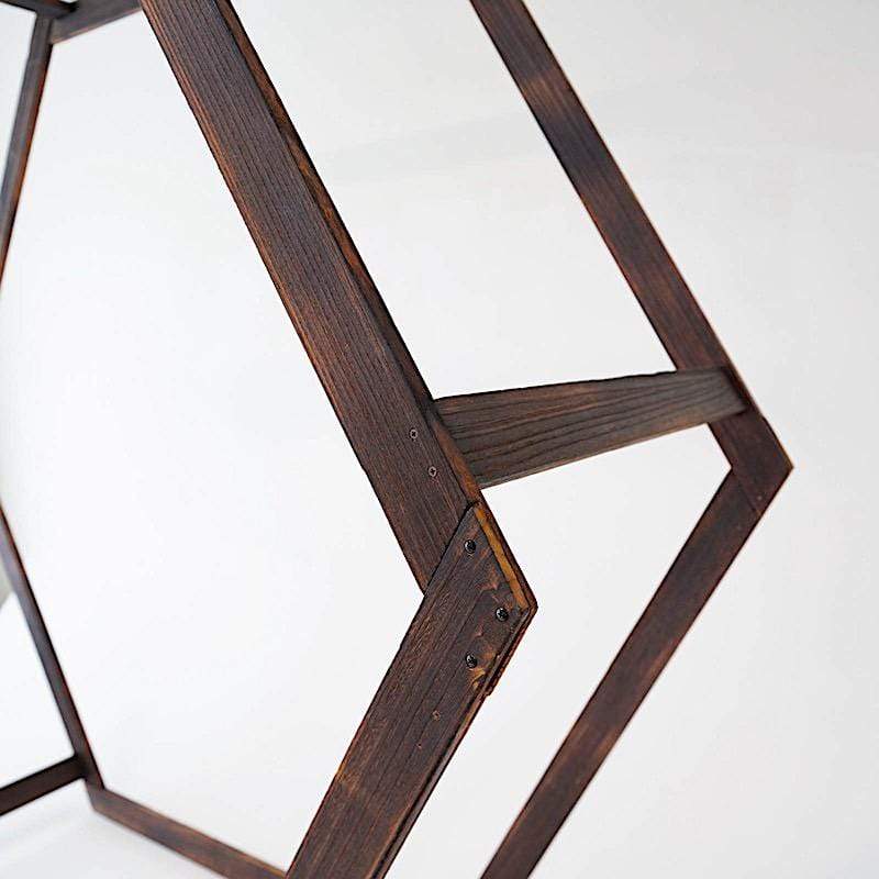 7 ft Hexagon Natural Wood Wedding Arch Backdrop Stand - Dark Brown BKDP_STNDHEX2_DKBN
