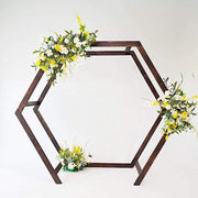 7 ft Hexagon Natural Wood Wedding Arch Backdrop Stand - Dark Brown BKDP_STNDHEX2_DKBN