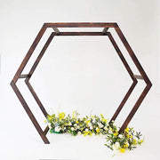 7 ft Hexagon Natural Wood Wedding Arch Backdrop Stand - Dark Brown BKDP_STNDHEX2_DKBN