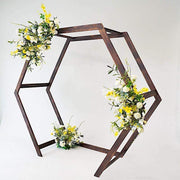 7 ft Hexagon Natural Wood Wedding Arch Backdrop Stand - Dark Brown BKDP_STNDHEX2_DKBN
