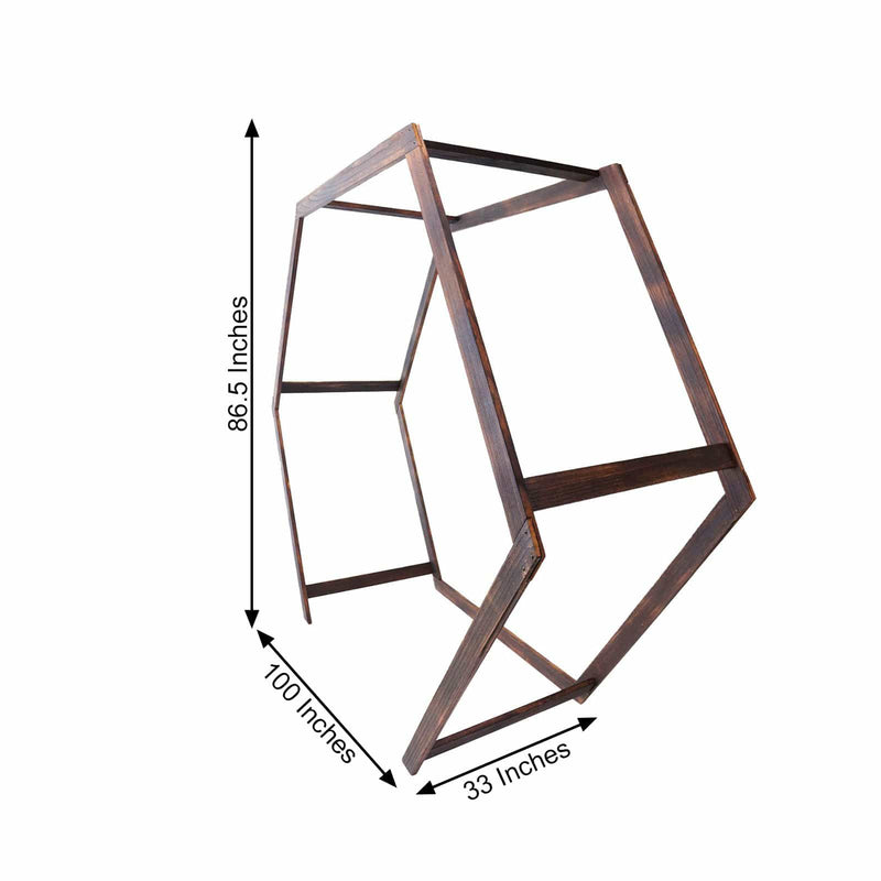 7 ft Hexagon Natural Wood Wedding Arch Backdrop Stand - Dark Brown BKDP_STNDHEX2_DKBN