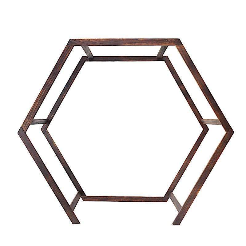 7 ft Hexagon Natural Wood Wedding Arch Backdrop Stand - Dark Brown BKDP_STNDHEX2_DKBN