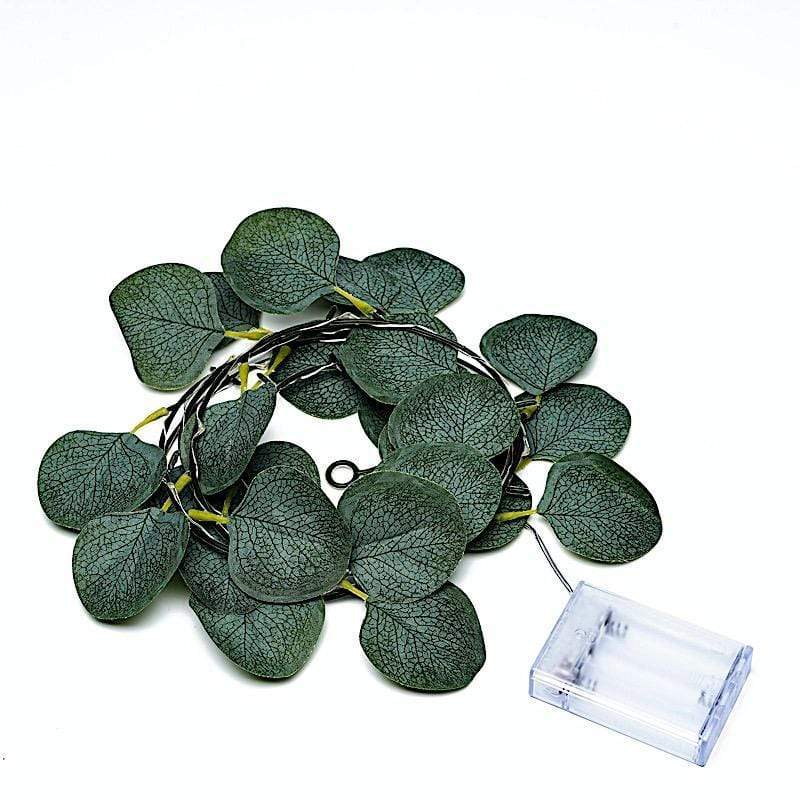 7 ft LED Eucalyptus Leaves Garland Battery Operated Fairy Lights - Green LEDSTR_ARTI_005_7_CLR