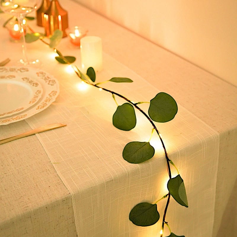 7 ft LED Eucalyptus Leaves Garland Battery Operated Fairy Lights - Green LEDSTR_ARTI_005_7_CLR