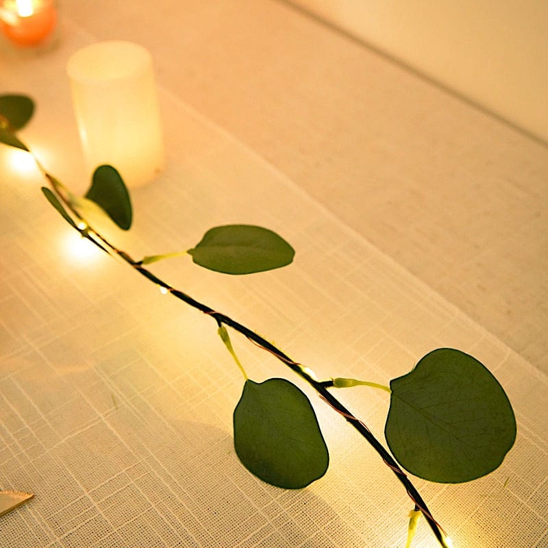 7 ft LED Eucalyptus Leaves Garland Battery Operated Fairy Lights - Green LEDSTR_ARTI_005_7_CLR