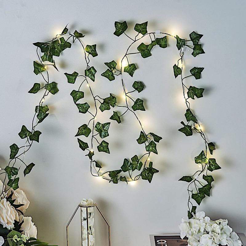 7 ft LED Ivy Leaf Garland Battery Operated Fairy Lights - Green LEDSTR_ARTI_007_CLR