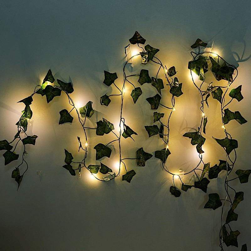 7 ft LED Ivy Leaf Garland Battery Operated Fairy Lights - Green LEDSTR_ARTI_007_CLR