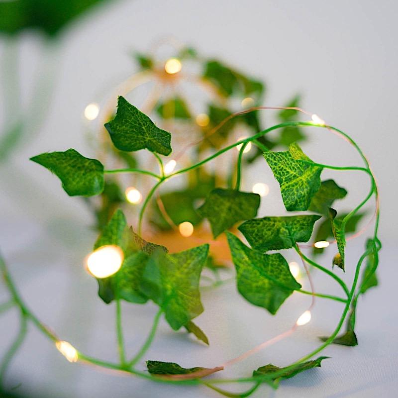 7 ft LED Ivy Leaf Garland Battery Operated Fairy Lights - Green LEDSTR_ARTI_007_CLR