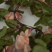 7 ft LED Roses with Leaves Garland Battery Operated Fairy Lights - Blush and Green LEDSTR_ARTI_006_046