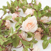 7 ft LED Roses with Leaves Garland Battery Operated Fairy Lights - Blush and Green LEDSTR_ARTI_006_046