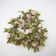 7 ft LED Roses with Leaves Garland Battery Operated Fairy Lights - Blush and Green LEDSTR_ARTI_006_046