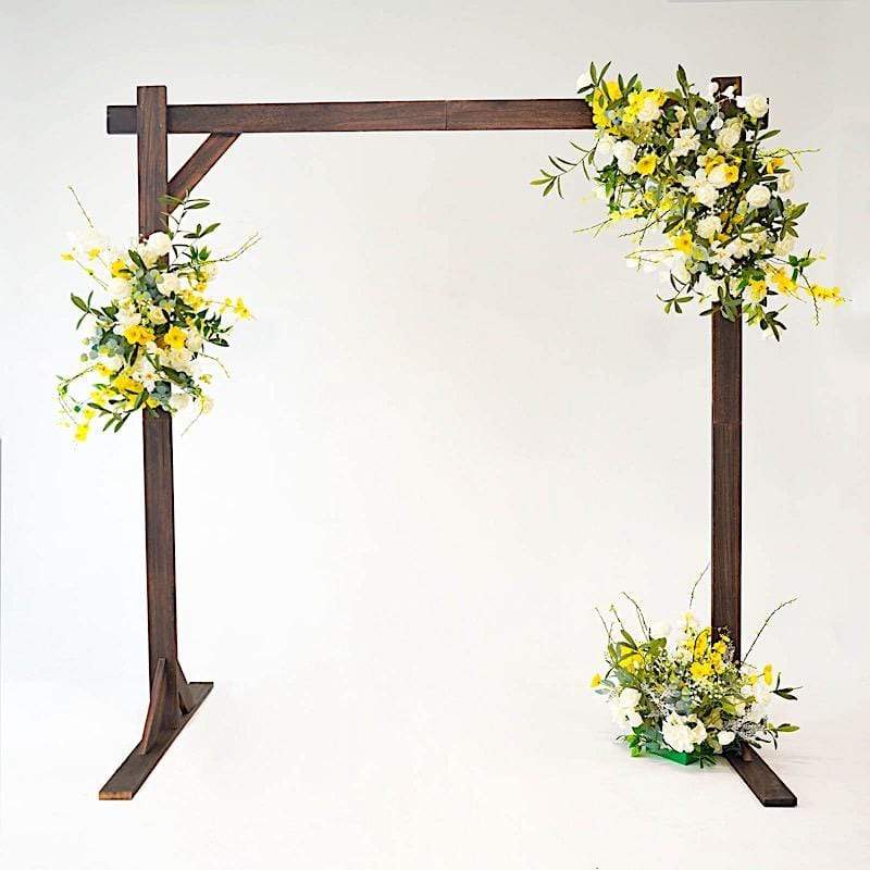 7 ft Square Wood Wedding Arch Backdrop Stand - Dark Brown BKDP_STNDREC2_DKBN