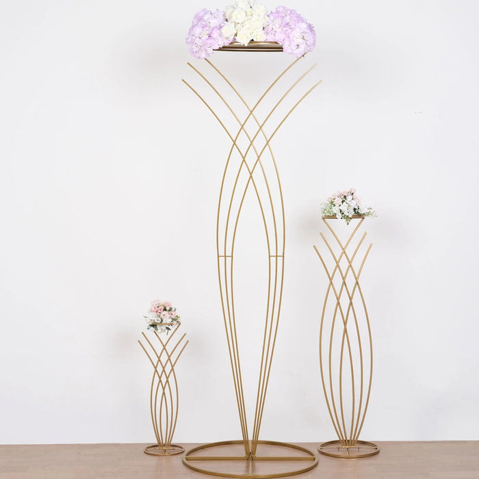 7 ft Tall Metal Flower Display Stand Mermaid Tail Design Pedestal - Gold IRON_STND08_82_GOLD