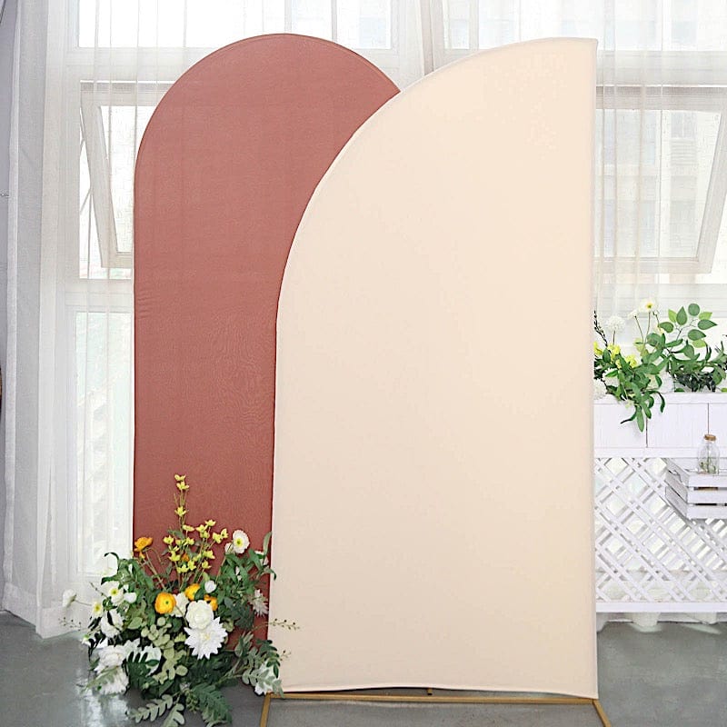 7 ft x 3 ft Matte Fitted Spandex Half Moon Wedding Arch Backdrop Stand Cover