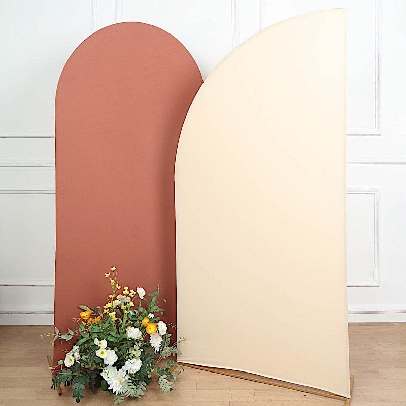 7 ft x 3 ft Matte Fitted Spandex Half Moon Wedding Arch Backdrop Stand Cover