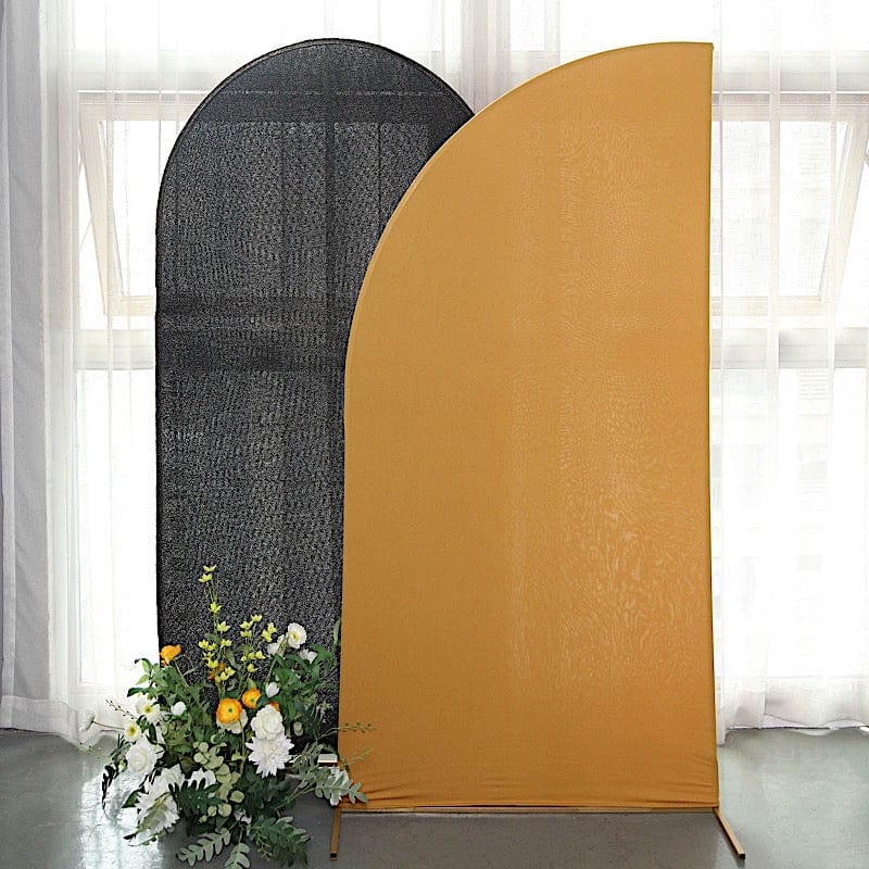 7 ft x 3 ft Matte Fitted Spandex Half Moon Wedding Arch Backdrop Stand Cover