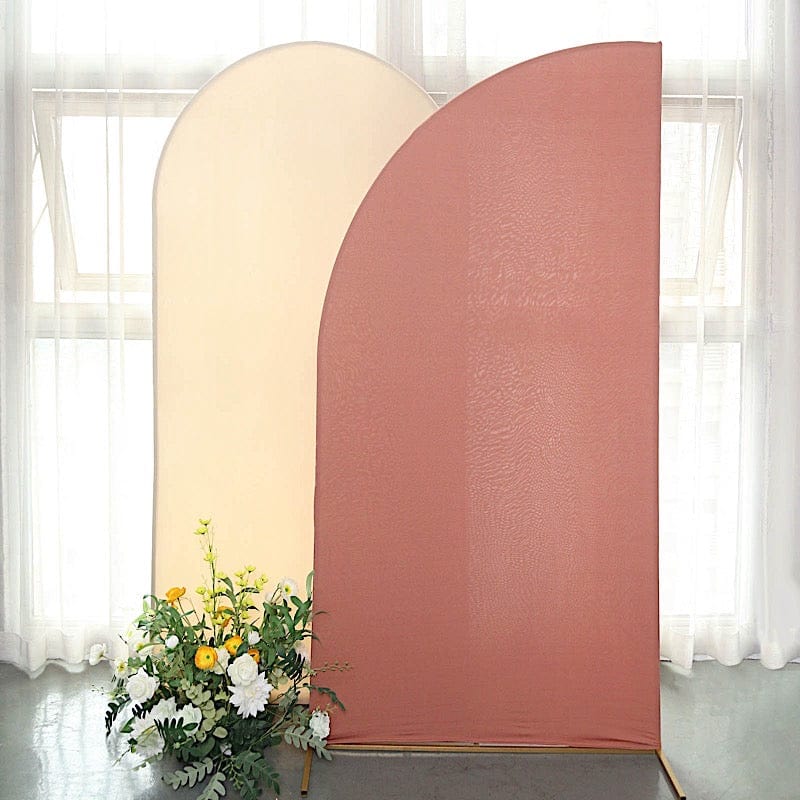 7 ft x 3 ft Matte Fitted Spandex Half Moon Wedding Arch Backdrop Stand Cover