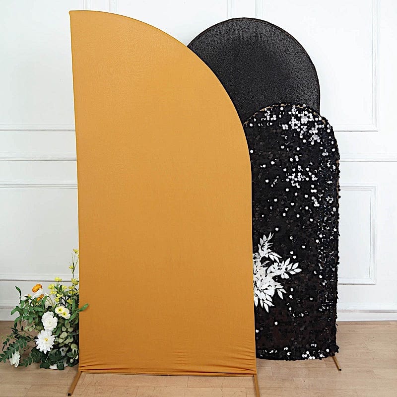 7 ft x 3 ft Matte Fitted Spandex Half Moon Wedding Arch Backdrop Stand Cover