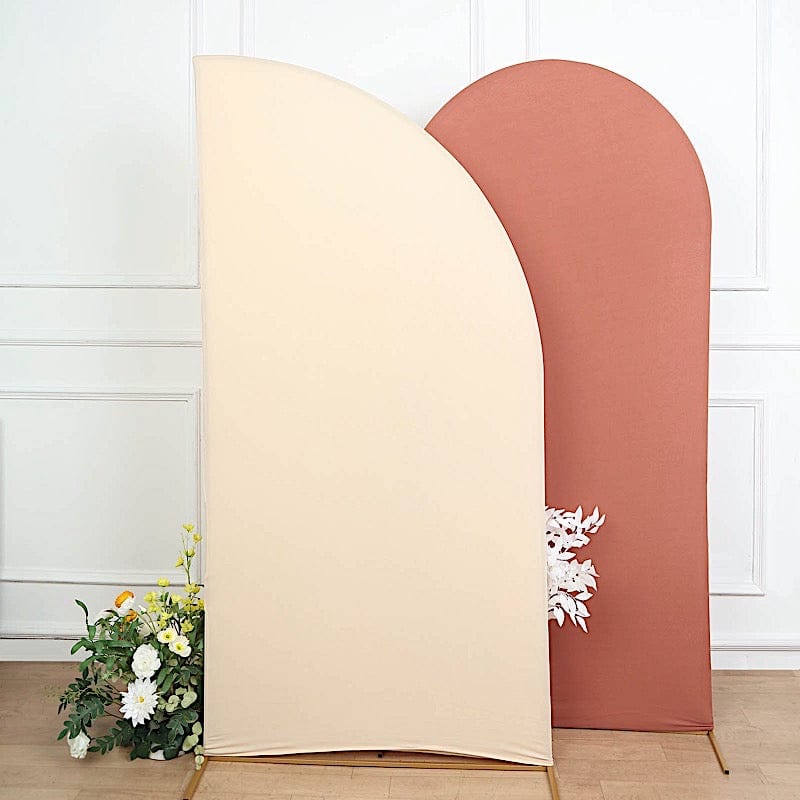 7 ft x 3 ft Matte Fitted Spandex Half Moon Wedding Arch Backdrop Stand Cover