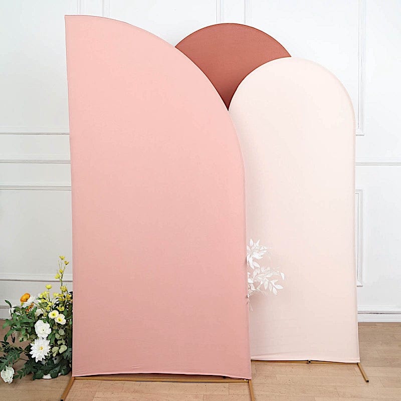 7 ft x 3 ft Matte Fitted Spandex Half Moon Wedding Arch Backdrop Stand Cover