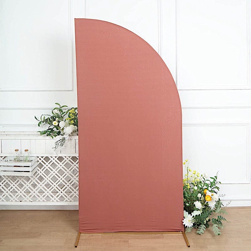 7 ft x 3 ft Matte Fitted Spandex Half Moon Wedding Arch Backdrop Stand Cover