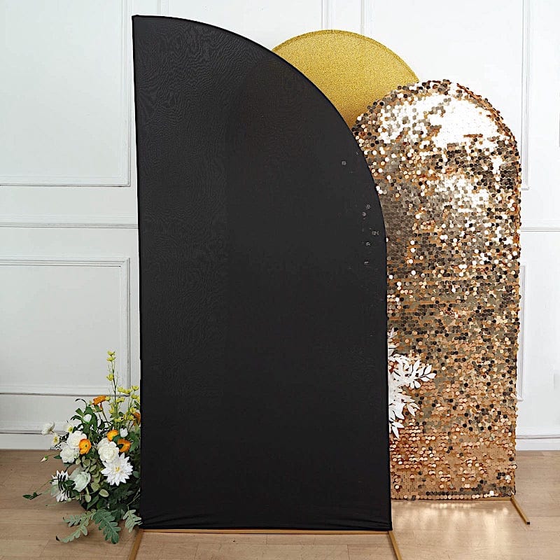 7 ft x 3 ft Matte Fitted Spandex Half Moon Wedding Arch Backdrop Stand Cover