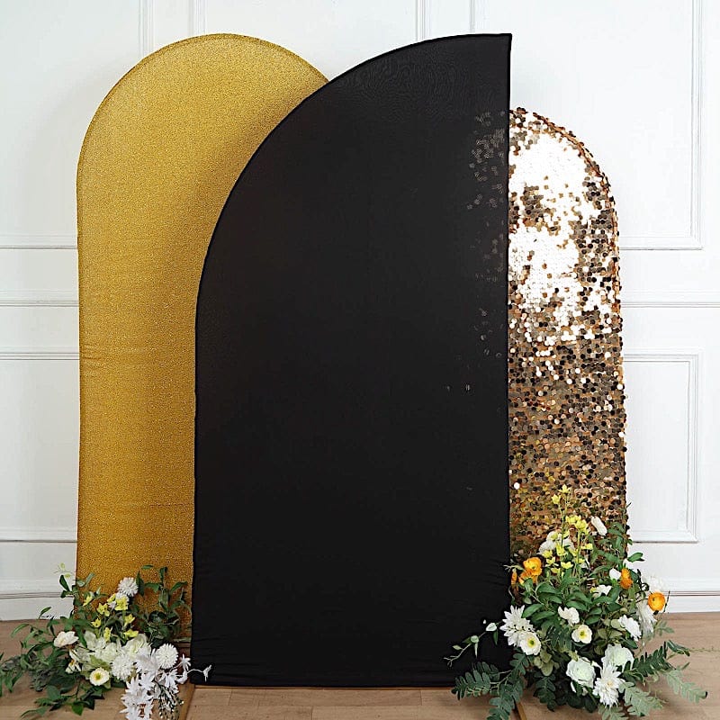 7 ft x 3 ft Matte Fitted Spandex Half Moon Wedding Arch Backdrop Stand Cover