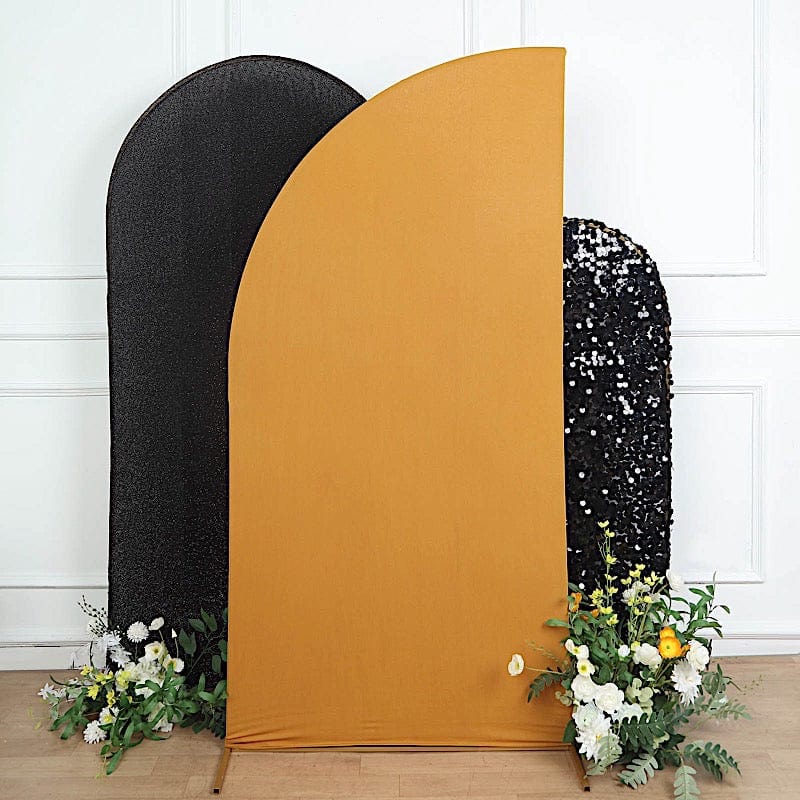 7 ft x 3 ft Matte Fitted Spandex Half Moon Wedding Arch Backdrop Stand Cover