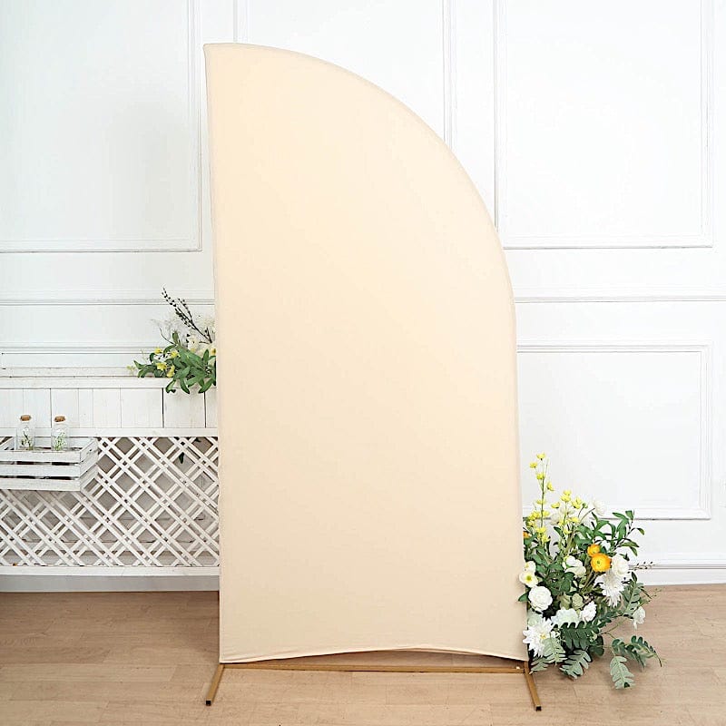 7 ft x 3 ft Matte Fitted Spandex Half Moon Wedding Arch Backdrop Stand Cover