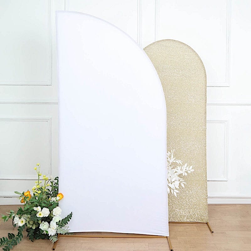 7 ft x 3 ft Matte Fitted Spandex Half Moon Wedding Arch Backdrop Stand Cover