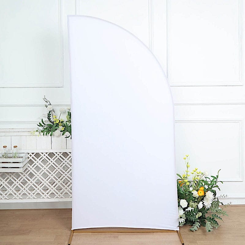 7 ft x 3 ft Matte Fitted Spandex Half Moon Wedding Arch Backdrop Stand Cover