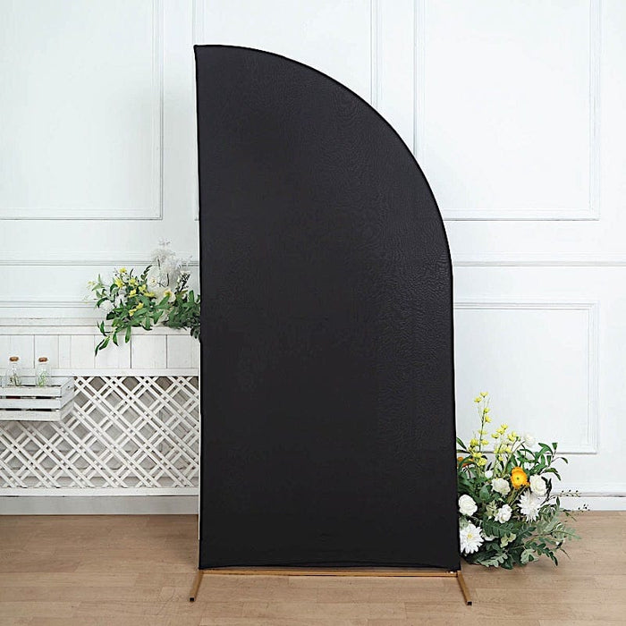 7 ft x 3 ft Matte Fitted Spandex Half Moon Wedding Arch Backdrop Stand Cover