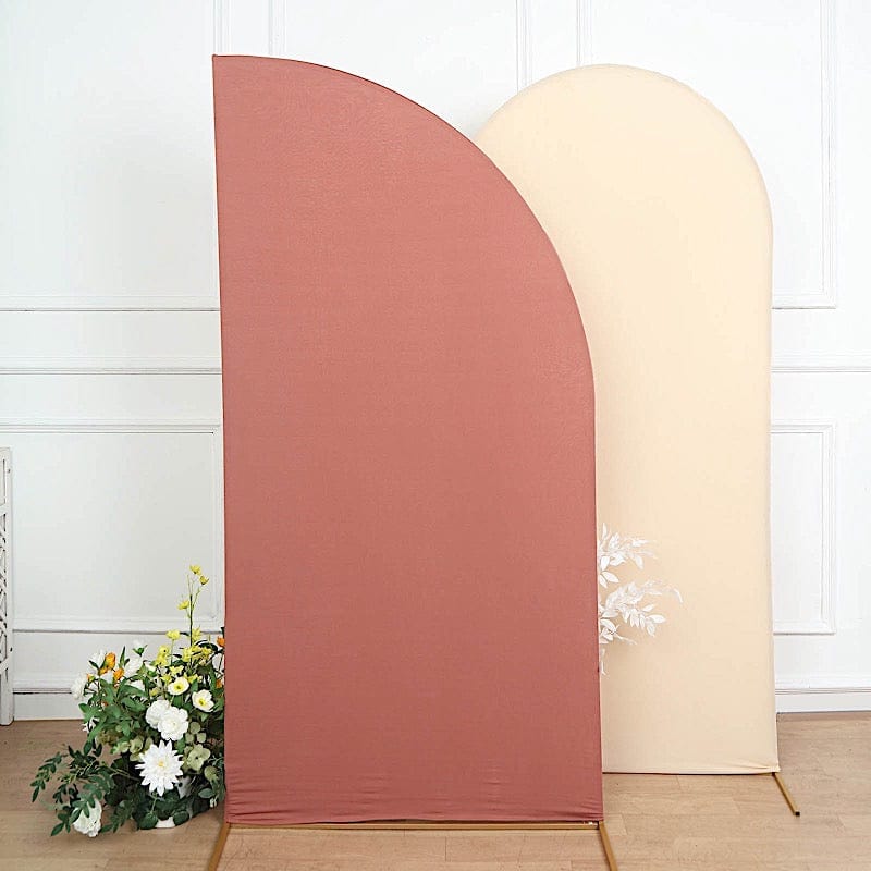 7 ft x 3 ft Matte Fitted Spandex Half Moon Wedding Arch Backdrop Stand Cover