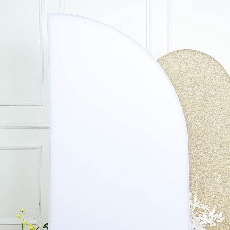 7 ft x 3 ft Matte Fitted Spandex Half Moon Wedding Arch Backdrop Stand Cover