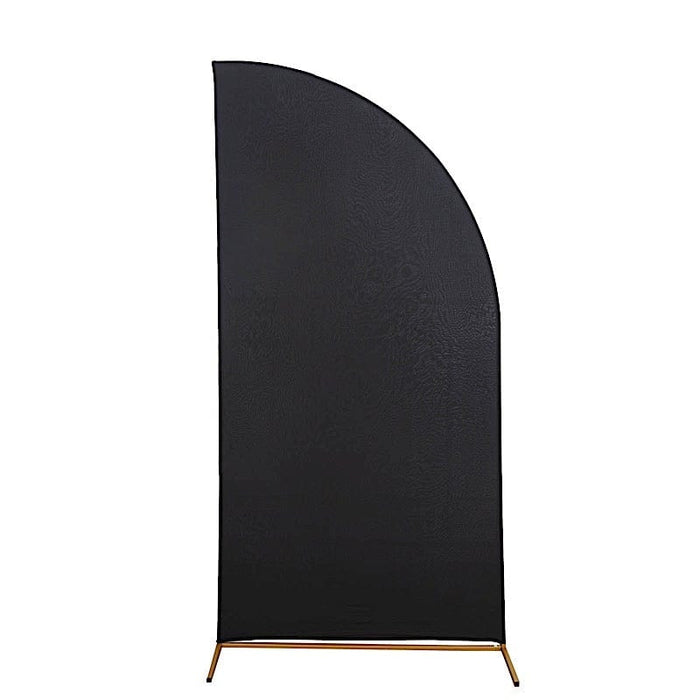 7 ft x 3 ft Matte Fitted Spandex Half Moon Wedding Arch Backdrop Stand Cover IRON_STND13_SPX_L_BLK