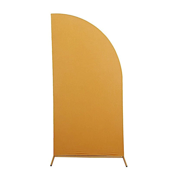 7 ft x 3 ft Matte Fitted Spandex Half Moon Wedding Arch Backdrop Stand Cover IRON_STND13_SPX_L_GOLD