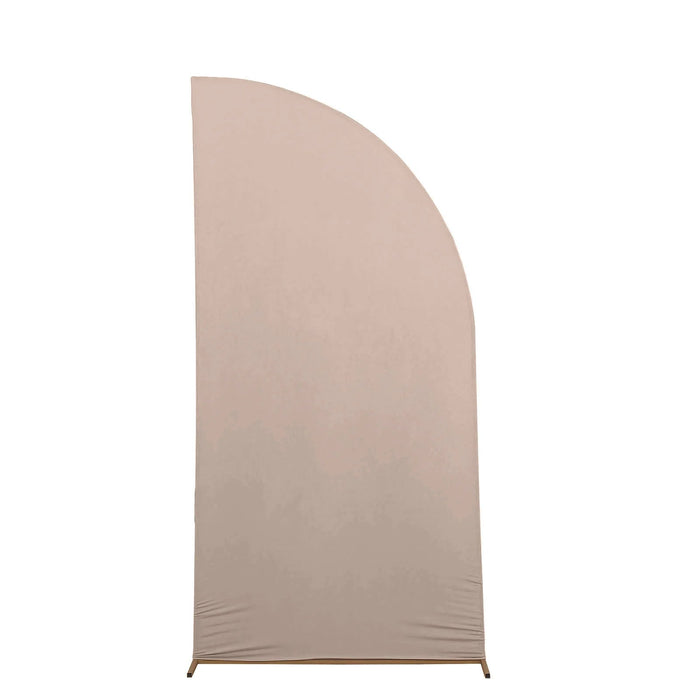 7 ft x 3 ft Matte Fitted Spandex Half Moon Wedding Arch Backdrop Stand Cover IRON_STND13_SPX_L_NUDE