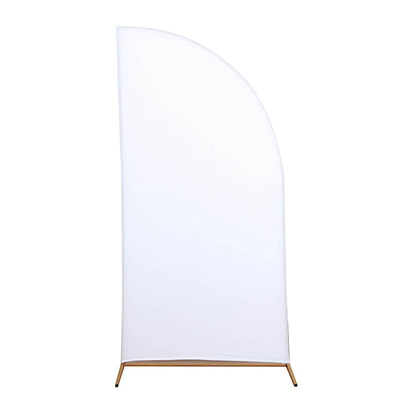 7 ft x 3 ft Matte Fitted Spandex Half Moon Wedding Arch Backdrop Stand Cover IRON_STND13_SPX_L_WHT