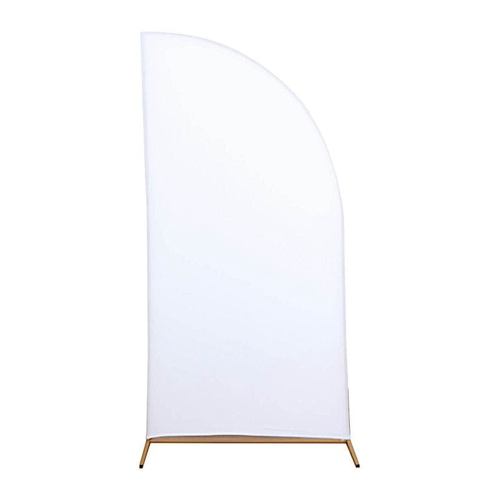 7 ft x 3 ft Matte Fitted Spandex Half Moon Wedding Arch Backdrop Stand Cover IRON_STND13_SPX_L_WHT