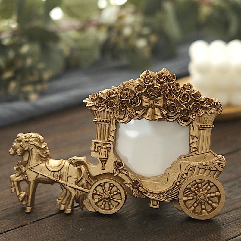 7" Picture Frame Horse Carriage Design Wedding Favors - Gold FAV_FRM_005_GOLD