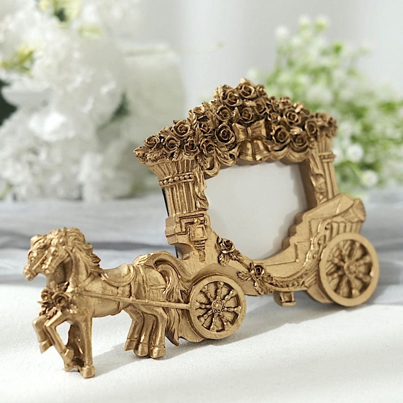 7" Picture Frame Horse Carriage Design Wedding Favors - Gold FAV_FRM_005_GOLD