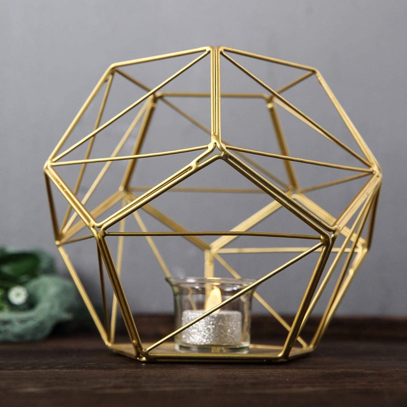 7" tall Geometric Candle Holder Metal Vase