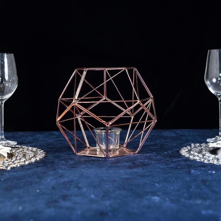 7" tall Geometric Candle Holder Metal Vase